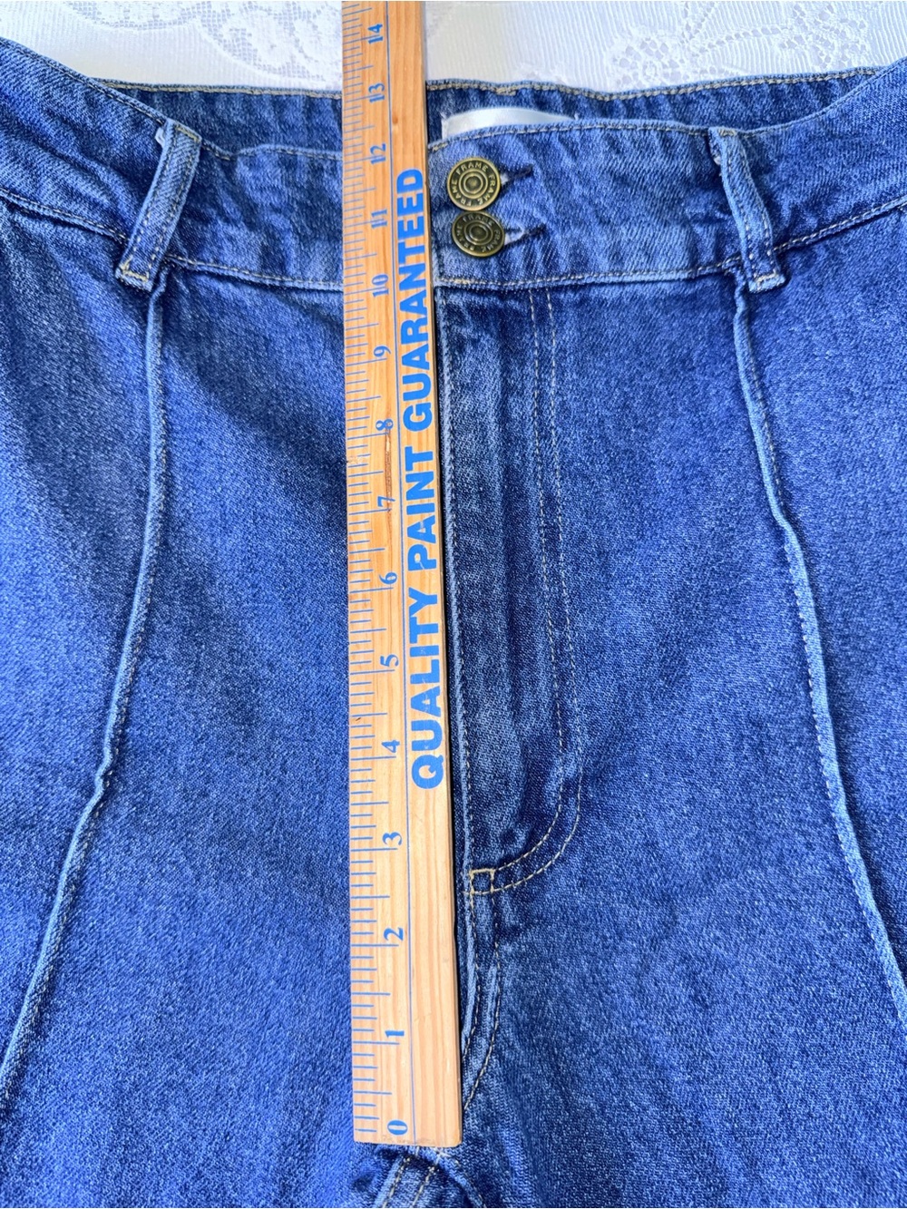 FRAME 70s Seamed Cuffed Crop Straight Leg Jeans Lago Di Como 30 medium dark blue - Picture 9 of 16